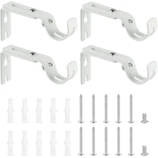 4 x Gardinenstange Halterungen, Verstellbare Gardinenstangenhalterungen, Gardinenstangen Halterung, Vorhangstange Halterung, Metall Wandhalterung Vorhangstangen Halterungen für Gardinenstangen 25mm