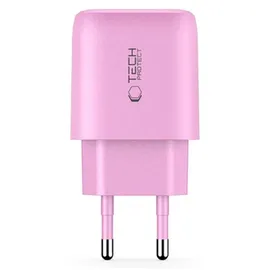 OEM Tech-protect Nca20 Pd 20w Qc3.0 Usb-a / Usb-c Wandladegerät – Pink