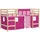 vidaXL Hochbett mit Vorhängen Rosa 90 x 200 cm Kiefer massiv rosa