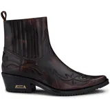 TruClothing.com Herren-Stiefelette aus echtem Leder, mit Cowboy-Reitmuster, mit kubanischem Absatz, Schwarz/Braun, 46 EU - 46 EU