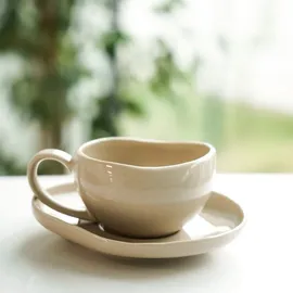 Almina Wave Biscuit Kaffeeservice 12-tlg. beige/braun