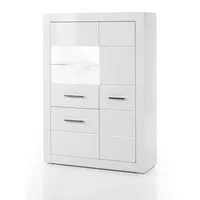 Furn.design Vitrine weiß Hochglanz Wohn- und Esszimmer Vitrinenschrank halbhoch