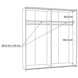 Forte Schwebetürenschrank Dederik 170,3 x 190,5 x 61,2 cm Braun