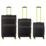 Franky Koffer-Set 3-tlg. schwarz/neongreen