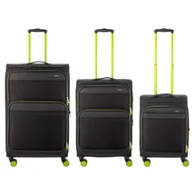 Franky Koffer-Set 3-tlg. schwarz/neongreen