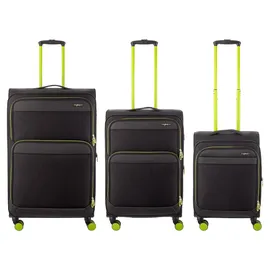 Franky Koffer-Set 3-tlg. schwarz/neongreen