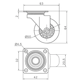 SOTech Möbelrolle SWIFT Ø 50 mm transparent (2+2 Set)