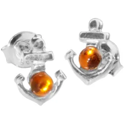 Paar Ohrstecker OSTSEE-SCHMUCK "Ostsee-Schmuck Ohrstecker Anker Ohrstecker Anker", weiß, Ohrringe, Damen, 9 x 6mm, Silber 925 (Sterlingsilber)
