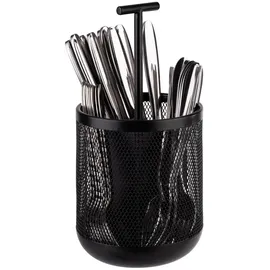 APS Besteckbehälter DART, Ø 12 cm, Höhe 25 cm, möbelschonende Unterseite, 3 Fächer, schwarz