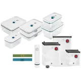 Zwilling fresh+save Family Set La Mer Glas, & Save Vakuum Starterset für Lebensmittel, 16-teilig, inkl. Dose, Pumpe und Beutel,