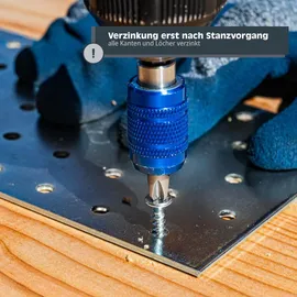 Helpmate – 12 Stück Flachverbinder 60x240 mm – Holzverbinder galvanisch verzinkt & blau passiviert – Verbindungsplatte mit hervorragendem Ko... - Blau