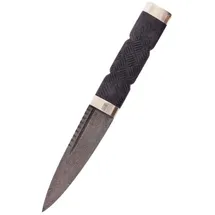 Battle-Merchant Sgian Dubh Messer mit Damaststahlklinge und Lederscheide
