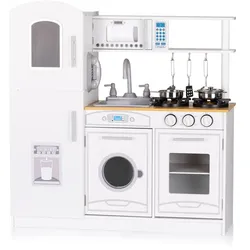 Chipolino Holz-Kinderküche 85,5 cm, Spülbecken Kochutensilien Licht Sound weiß