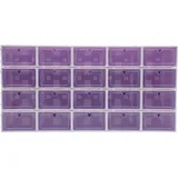 Schuhaufbewahrung 20er-Pack, faltbare Schuhboxen, aus transparentem PP-Kunststoff, mit Deckeln, stapelbar, lila