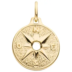 Ketten-Anhänger JOBO "Windrose Kompassrose", gelb (gelbgold 375), Schmuckanhänger, Damen, Gelbgold 375, 375 Gold 12 mm