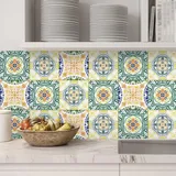Fliesenaufkleber 30x30 cm Marokko Grün Gelb Mosaikfliesen Wasserfest Klebefliesen Fliesenaufkleber Küche Möbel Deko Küchenrückwand Folie Fliesenaufkleber Bad 10 Stück