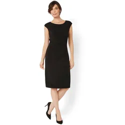 Jerseykleid, Damen, Gr. 42, N-Gr, schwarz, Obermaterial: 95% Polyester, 5% Elasthan, HERMANN LANGE COLLECTION, unifarben, Rundhals, ohne Ärmel, Kleider Partykleid Etuikleid, mit eleganter Raffung