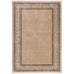 Teppich THEKO "Mir", bunt (beige multi), B:120cm H:10mm L:180cm, Polyester, Teppiche, Kurzflor, Orient-Optik, mit Bordüre & Fransen, pflegeleicht