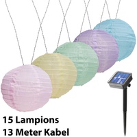 AMARE LED Lichterkette mit 15 XXL Lampions