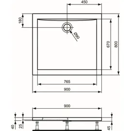 Ideal Standard Ultra Light Rechteck-Duschwanne, K517801,