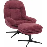 MCW Relaxsessel MCW-P32 Chenille 370 g/m2 70 x 70 x 70 cm Beere mit Hocker