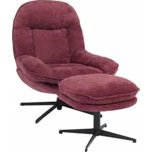 MCW Relaxsessel MCW-P32 Chenille 370 g/m2 70 x 70 x 70 cm Beere mit Hocker