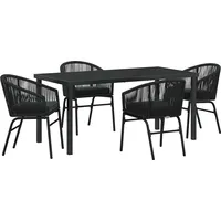 vidaXL Garten Essgruppe 5 pcs Schwarz Poly Rattan - Schwarz