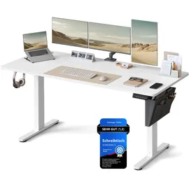 Songmics Höhenverstellbarer Schreibtisch 160 x 70 cm Wolkenweiß