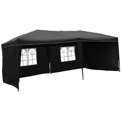 Lex XXL Alu Faltpavillon 6x3m Gartenpavillon Gartenzelt Partyzelt Wasserdicht Schwarz : Schwarz