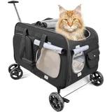 MR.BLACAT Transportbox große mit Rollen für Maine Coon Katzen - Transporttasche große mit Rollen für Maine Coon - Große Katzen Transportboxen mit Rädern, 68L x 42B x 40H cm,schwarz