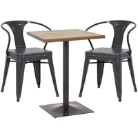 Mendler Set Bistrotisch 2x Esszimmerstuhl HWC-H10d, Stuhl Tisch Küchenstuhl