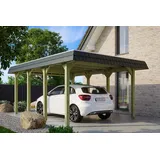 SKANHOLZ Walmdach Carport Spreewald 3,96 x 5,89 m imprägniert mit EPDM-Dach und Pfostenanker