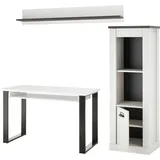 Home Affaire Schrank-Set HOME AFFAIRE "SHERWOOD", weiß (pinie weiß dekor), B:190cm H:200cm T:60cm, Kastenmöbel-Sets, Schrank-Set, Holz Dekor, mit Scheunentorbeschlag aus Metall, Breite ca. 190 cm