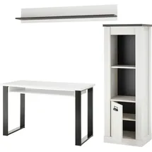 Home Affaire Schrank-Set HOME AFFAIRE "SHERWOOD", weiß (pinie weiß dekor), B:190cm H:200cm T:60cm, Kastenmöbel-Sets, Schrank-Set, Holz Dekor, mit Scheunentorbeschlag aus Metall, Breite ca. 190 cm