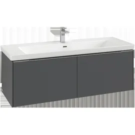Villeroy & Boch Subway 3.0 Waschbeckenunterschrank, LED-Beleuchtung, 2 Auszüge, Waschbecken mittig, 1272x429x478mm, C601L0AB, Farbe: Front/Korpus: Black Oak,