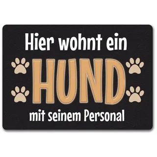 speecheese Fußmatte Fußmatte Hier wohnt ein Hund mit seinem Personal Türmatte 35 cm x 50 cm