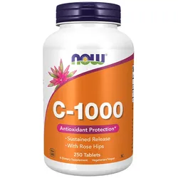 Now Foods Vitamin C mit verzögerter Freisetzung 1000 mg Tablette mit Hagebutten (250 Tabletten)