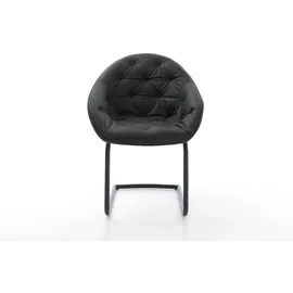 DeLife Freischwinger Gaio-Flex Echt-Leder Schwarz Freischwinger rund Schwarz