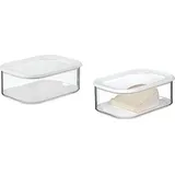 Mepal | Modula Käsedose 2er Set | 2000 ml Boxen | für Käse im Kühlschrank | Frischhaltedose mit Anti-Kondensationseinsatz | luftdicht & spülma... | Weiß