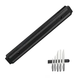 Relaxdays Magnetleiste Wand, Gerätehalter, magnetische Küchenleiste, Messer & Werkzeug, Kunststoff, 33 cm breit, schwarz