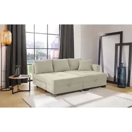 luma-home Eckcouch Cord 2-Sitzer Beige/Grau