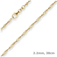 Schmuck Krone Goldkette 2,2mm Singapurkette aus 585 Gelbgold 38cm, Gold 585 goldfarben