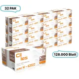 Falthandtücher 25x21cm, 2-lg, 32 Pak, 102.400 Blatt gesamt, 3.200 Blatt/ Pak, Recyclingpapier, V-Falz, CIL- les Tissue, Series H