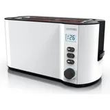 Arendo Toaster, 2 lange Schlitze, für 4 Scheiben, 1500 W, Langschlitz, Brötchenaufsatz, Wärmeisolierendes Gehäuse, Display, weiß - Weiß
