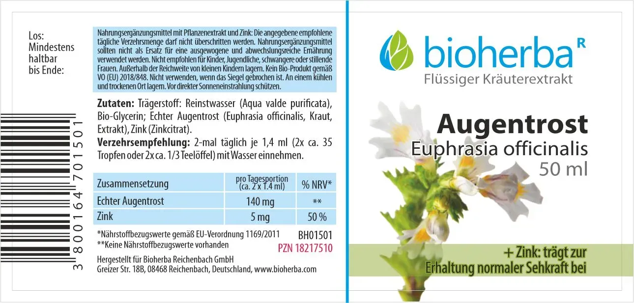 Augentrost, Euphrasia officinalis, Tropfen, Tinktur 50 ml