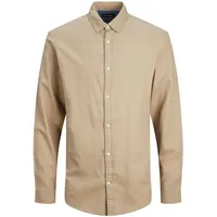 JACK & JONES Gingham Twill Langarmhemd Crockery / Detail / Solid / Slim Fit M