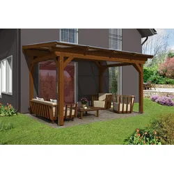 Skan Holz freistehende Terrassenüberdachung Sanremo 434x250cm nussbaum