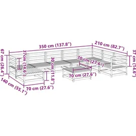 vidaXL Garten-Lounge-Set 9-tlg. Kiefernholz braun