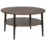 designimpex Couchtisch Design GE-111 Eiche rund rustikal - Schwarz matt Wohnzimmer braun|schwarz