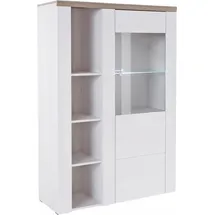 Home Affaire Vitrine »Larona, zeitlose Glasvitirne, Hochschrank Höhe 145 cm«, Stauraumvitrine mit dekorativer Rahmenoptik, weiß